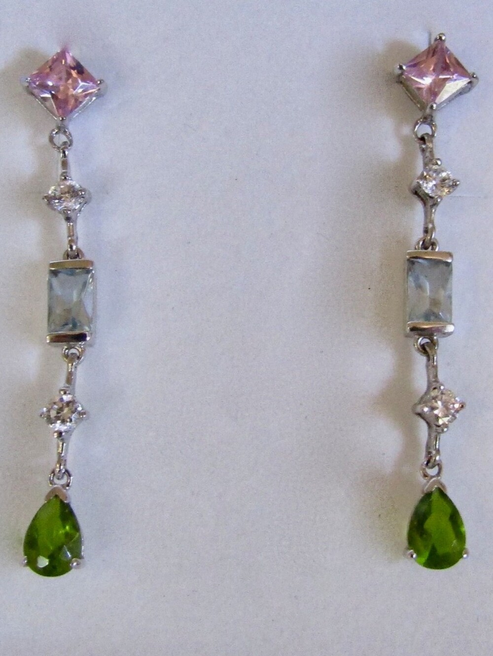 Vintage Multi-Gemstone Dangle Drop Earrings